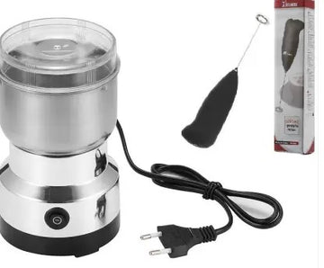 Multi-Functional Coffee Grinder Electric 150W Stainless Steel Grain Grinder, Portable Coffee Bean Seasonings Mill Powder Machine for Home and Office + Wireless Mini Coffee/Milk/Egg Beater