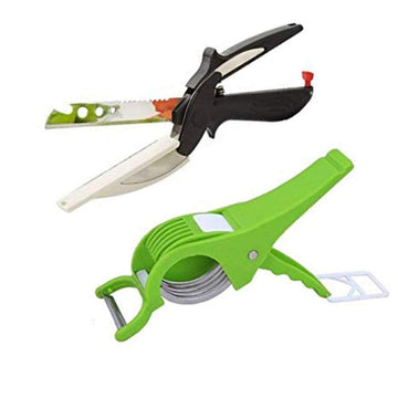 Clever Cutter with Veg Cutter Combo Kitchen Knife Food Chopper with Locking Hinge and 5 Blade Vegetable Slicer