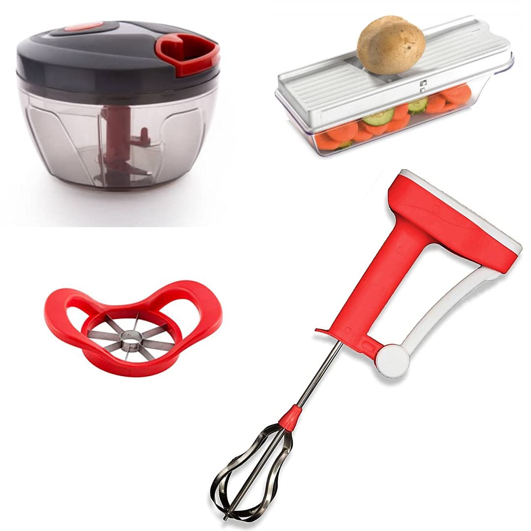 QUICK HANDY CHOPPER POWER FREE BLENDER VEGETABLE and DRY FRUIT SLICER and APPLE CUTTER COMBO