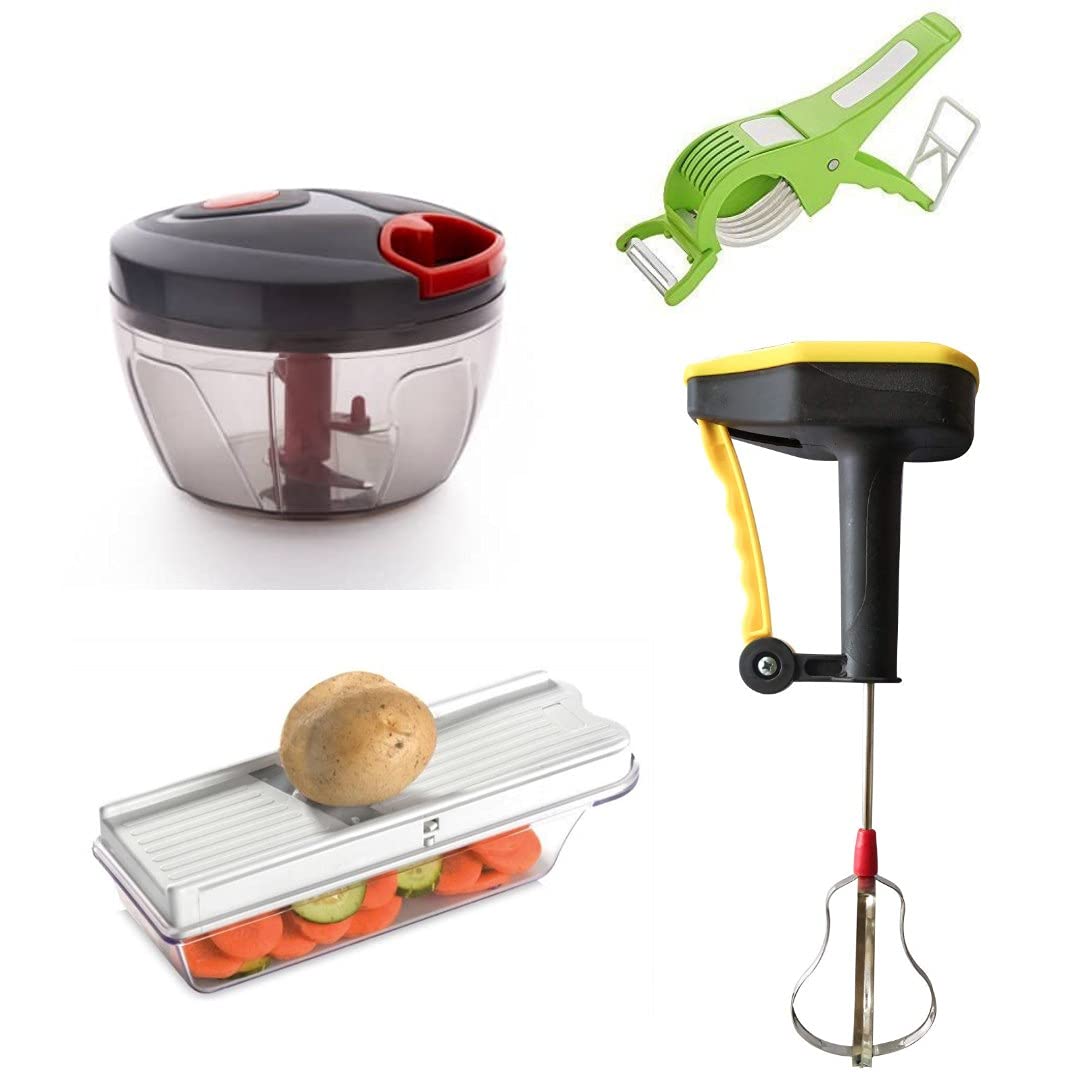 Quick Handy Chopper Power Free Blender and Vegetable and Dry Fruit Slicer Vegetable Cutter Combo