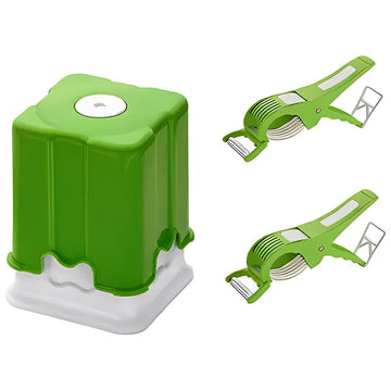 Manual Vegetable and Fruit Chopper (Combo), One Potato Chipser and Two Piece Veg Cutter