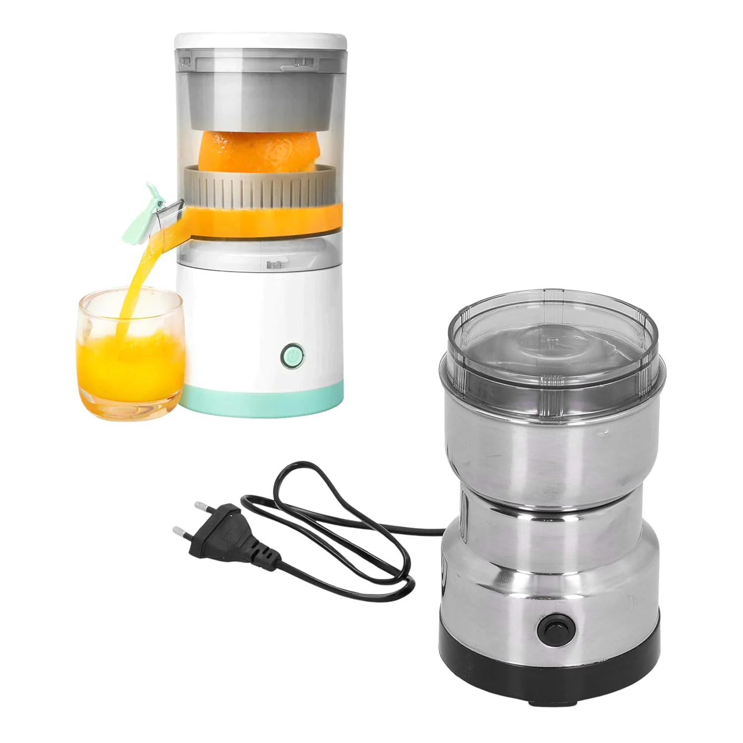 𝗖𝗼𝗺𝗯𝗼 C966 Rechargeable Citrus Juicer & Electric Coffee Grinder – Squeeze Fresh Juice and Grind Spices Effortlessly for Ultimate Kitchen Convenience